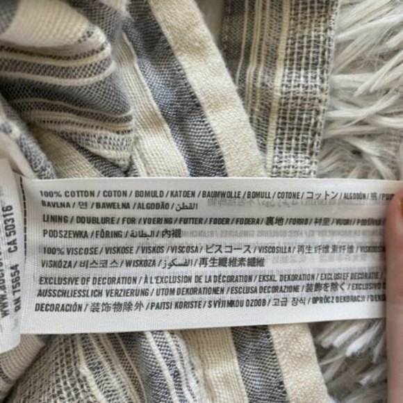 Abercrombie & Fitch Button Down Midi Pencil Skirt Cream Blue Striped linen - Picture 7 of 10